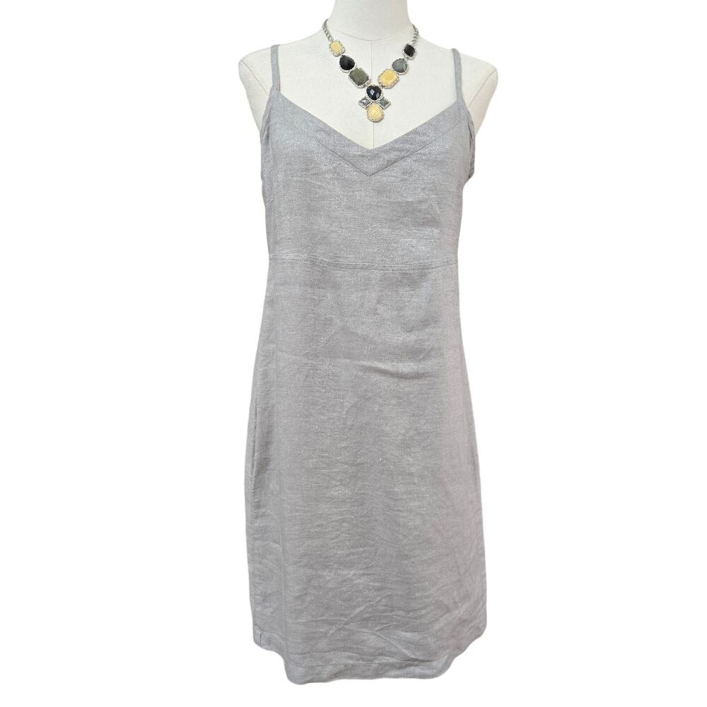 Eileen Fisher Coastal Minimalist Sustainable Chic Shimmer Organic Linen Dress SP